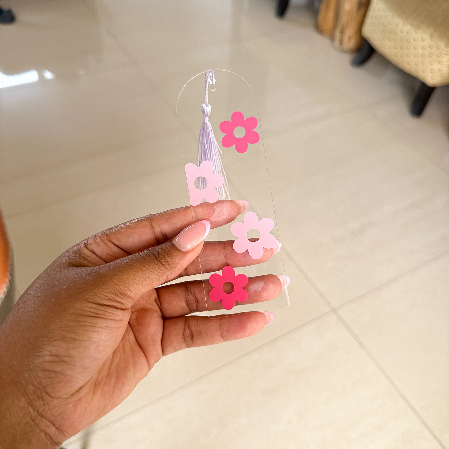 Pink Daisies Acrylic Bookmark