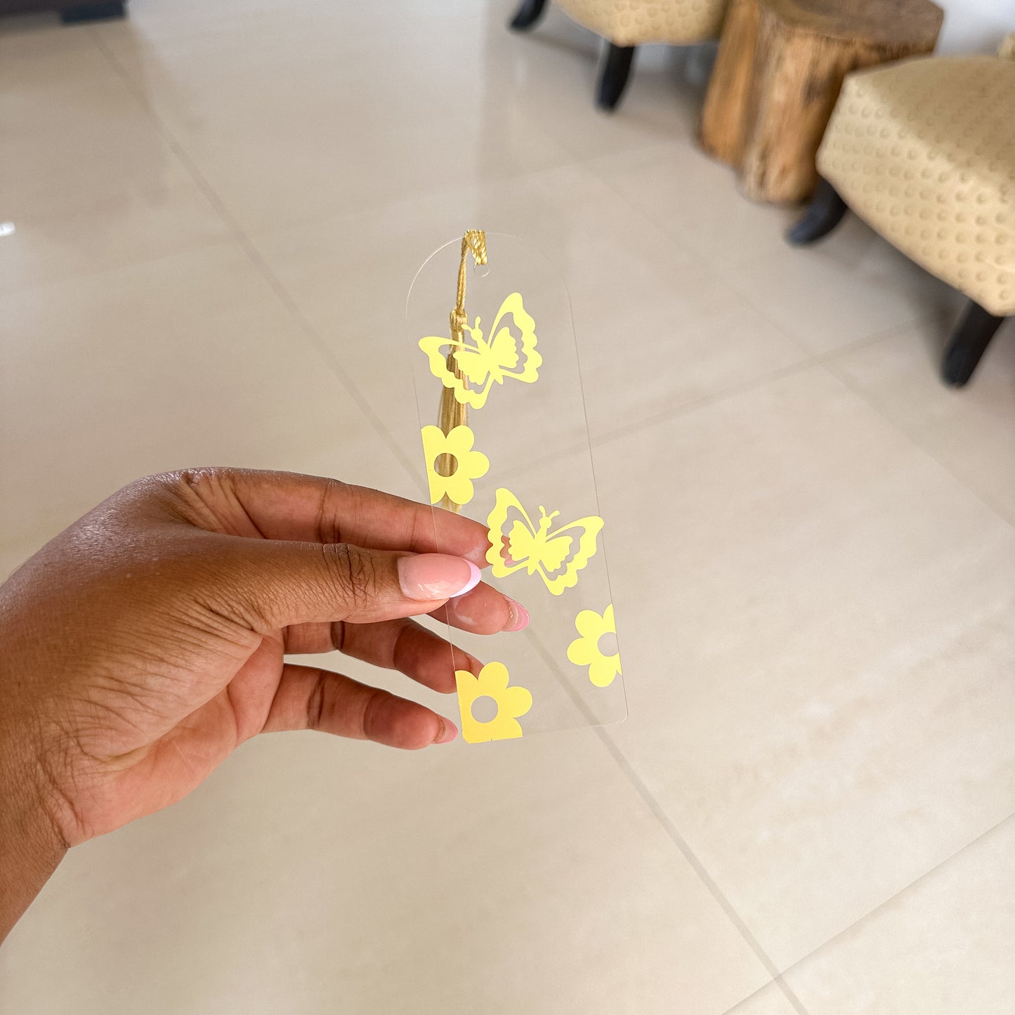 Yellow Butterflies & Daisies Acrylic Bookmark