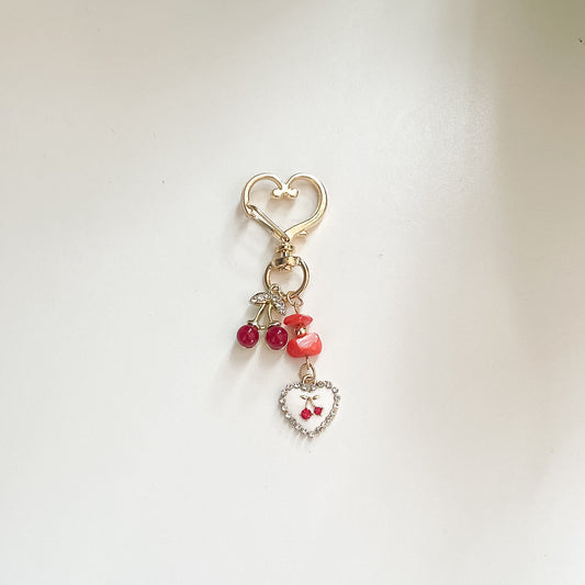 Red Cherried Hearts Kindle Keychain